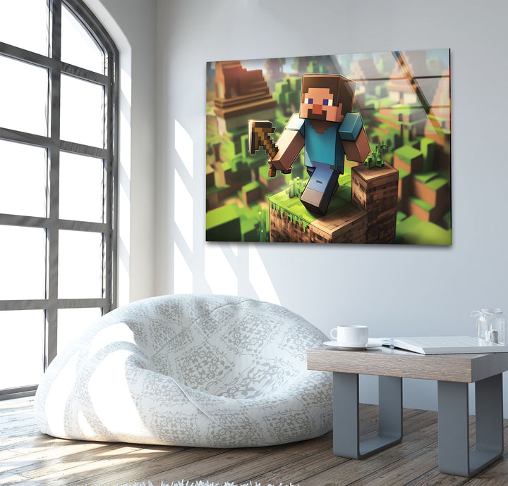 Minecraft Inspired Glass Art – A Dynamic and Colorful Gaming Display
