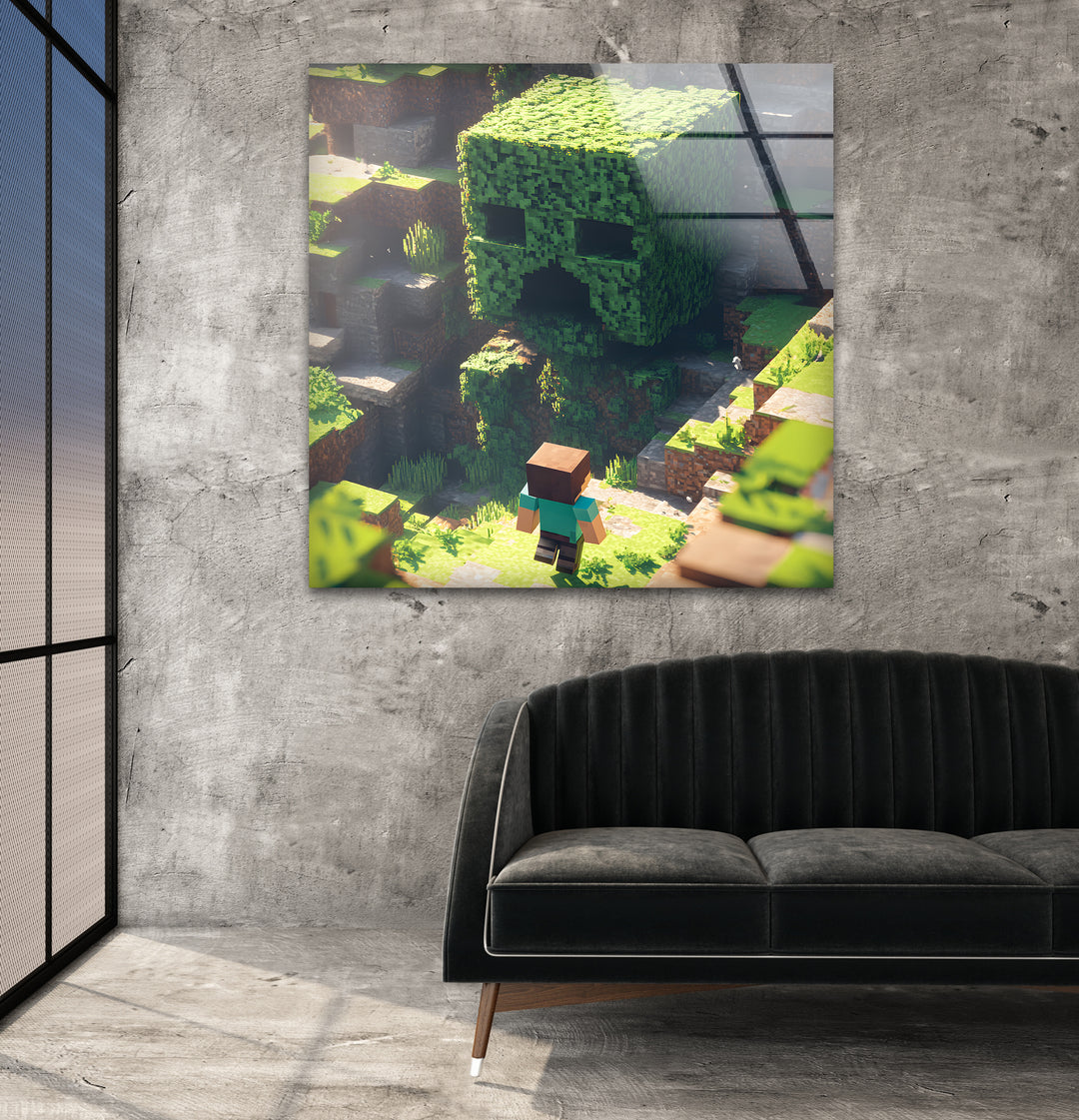 Minecraft Creeper Tree Glass Wall Art
