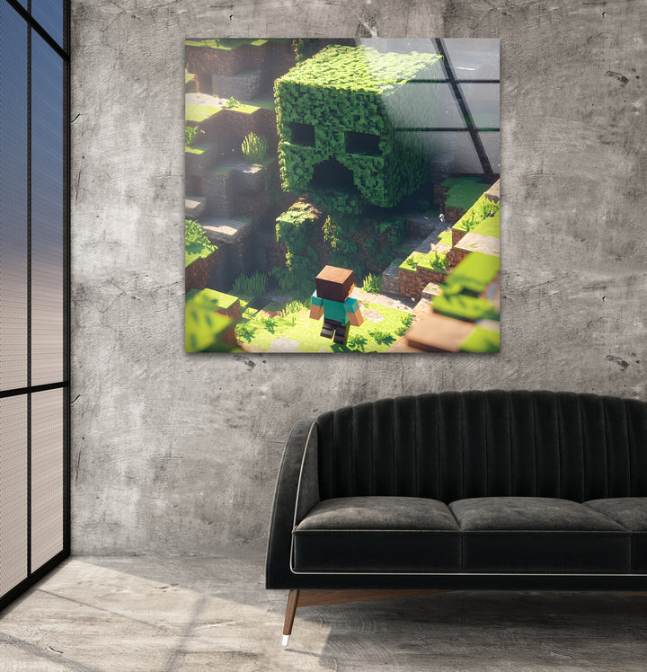Minecraft Creeper Tree Glass Wall Art