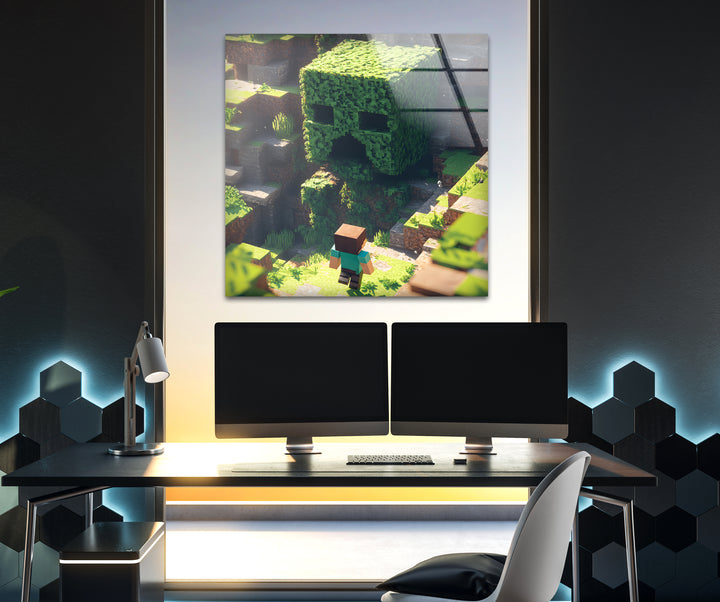 Minecraft Creeper Tree Glass Wall Art