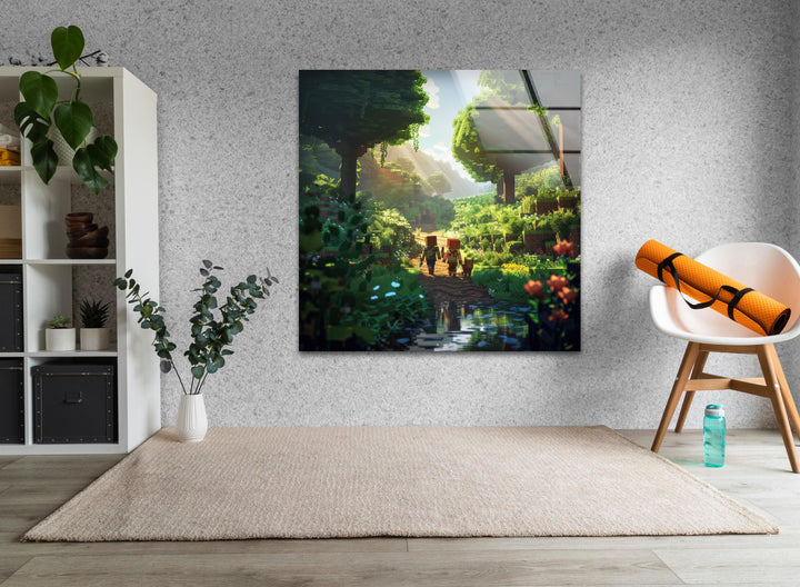 Minecraft Glass Wall Art print on glass, glass printed photos
