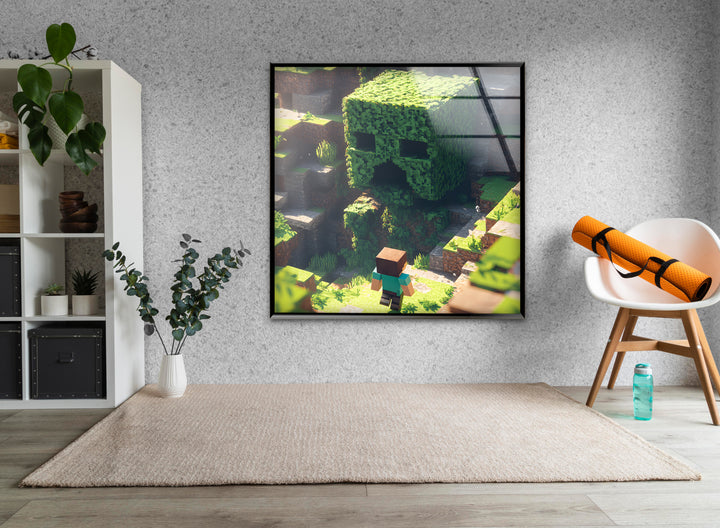 Minecraft Creeper Tree Glass Wall Art