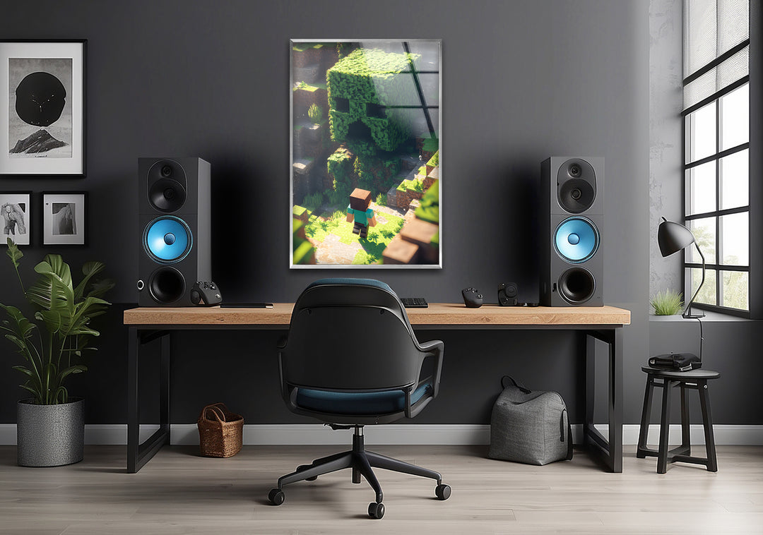 Minecraft Creeper Tree Glass Wall Art