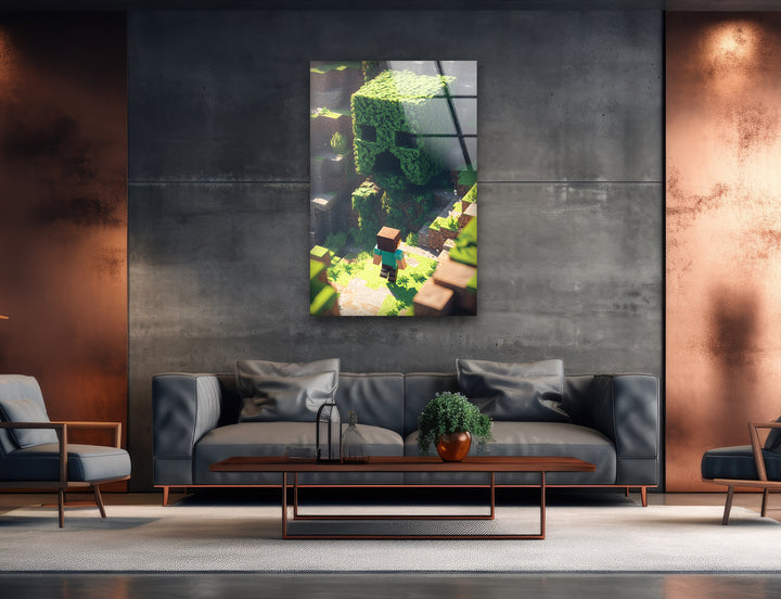 Minecraft Creeper Tree Glass Wall Art