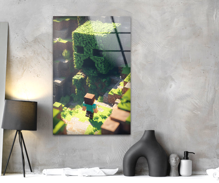 Minecraft Creeper Tree Glass Wall Art