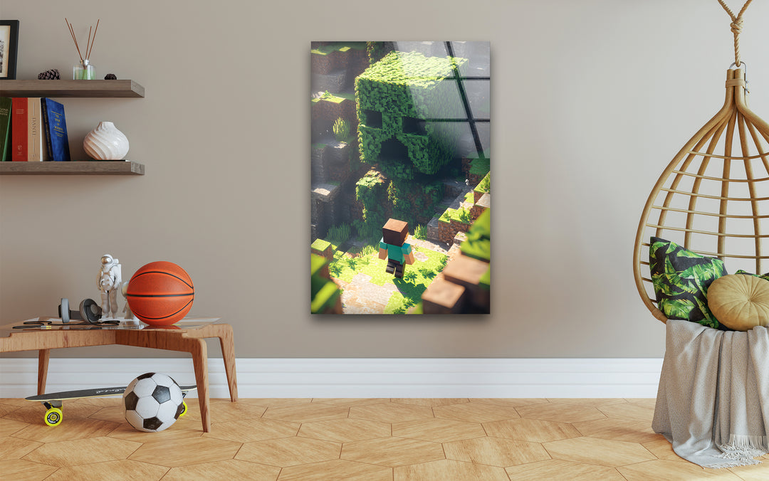 Minecraft Creeper Tree Glass Wall Art