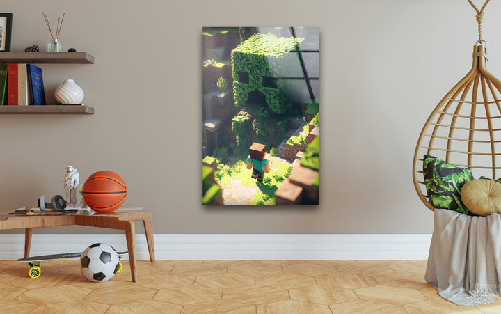 Minecraft Creeper Tree Glass Wall Art