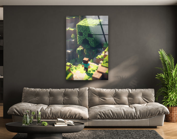 Minecraft Creeper Tree Glass Wall Art