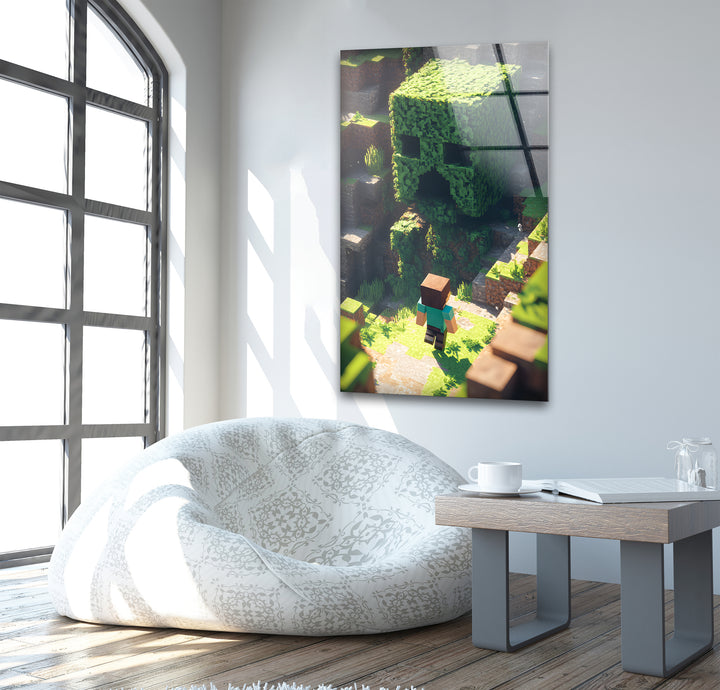Minecraft Creeper Tree Glass Wall Art
