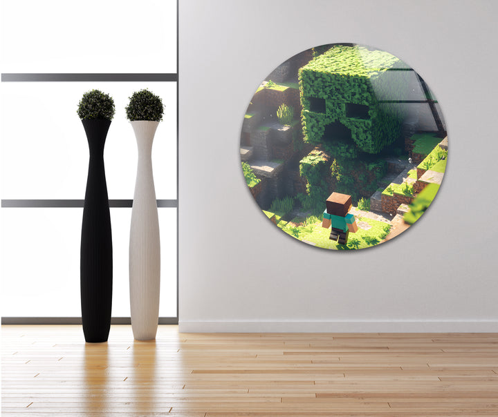 Minecraft Creeper Tree Glass Wall Art
