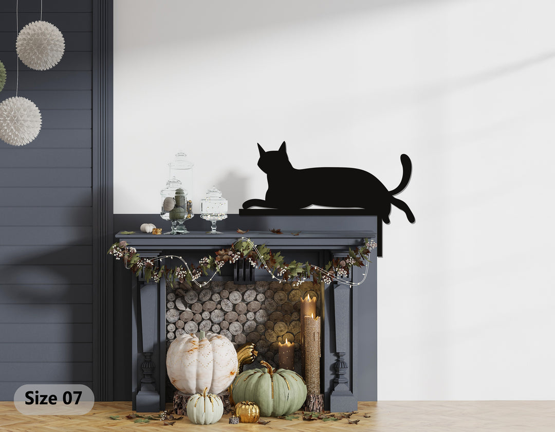 Minimalist cat metal wall art for contemporary interiors