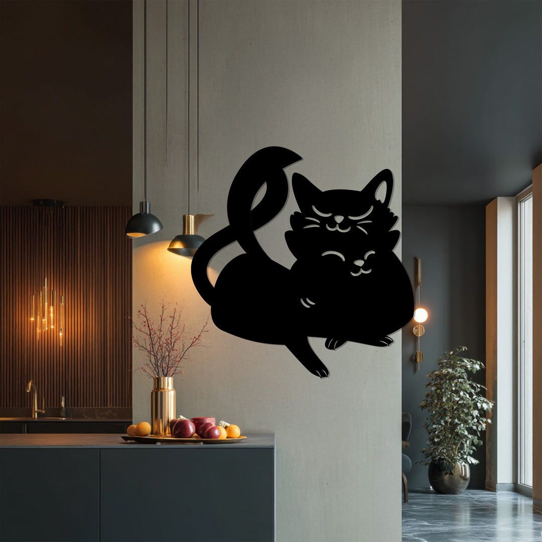 Black cat wall art metal laser cut minimalist style