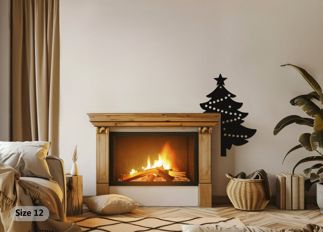 Christmas wall art metal tree with star design