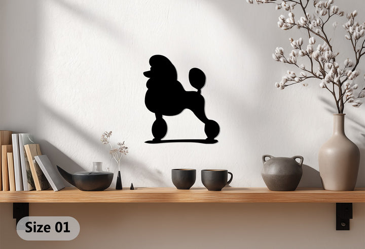 Contemporary poodle wall art laser-cut metal finish