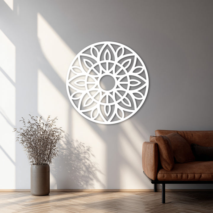 Elegant mandala wall art metal design for cozy interiors