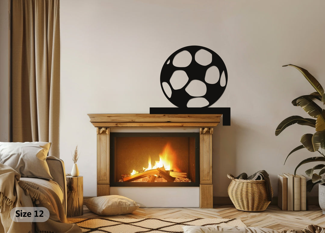 Minimalist soccer ball metal wall art for game rooms