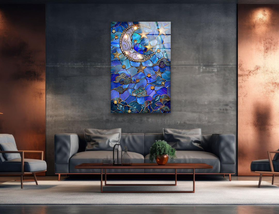Minimalistic Flat Stained Glass Wall Art photo print on glass, prints on glass wall art
