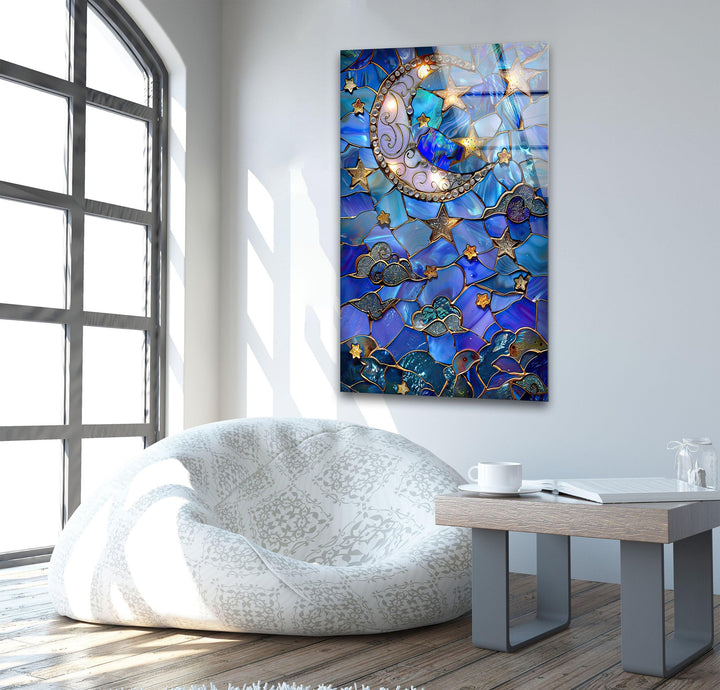 Minimalistic Flat Stained Glass Wall Art picture on glass wall art, photos printed on glass
