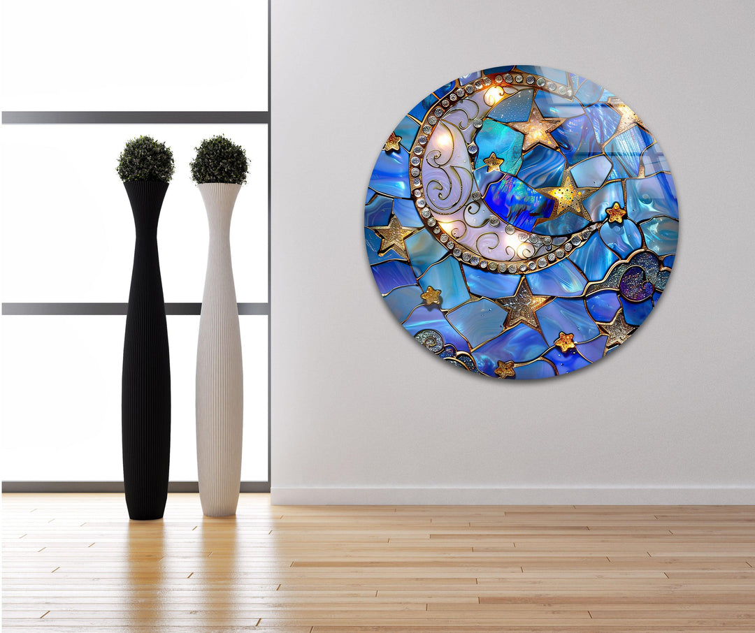 Minimalistic Flat Stained Glass Wall Art print on glass, glass printed photos
