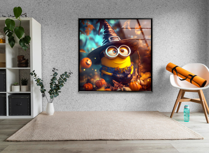 Halloween Day Witch Minion Glass Wall Art photo print on glass, prints on glass wall art
