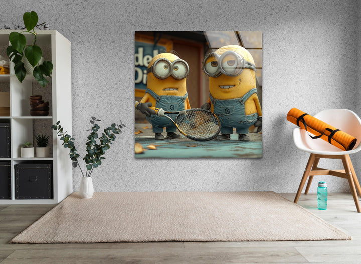 Minions With Racket Glass Wall Art art glass wall art, glass wall art pictures
