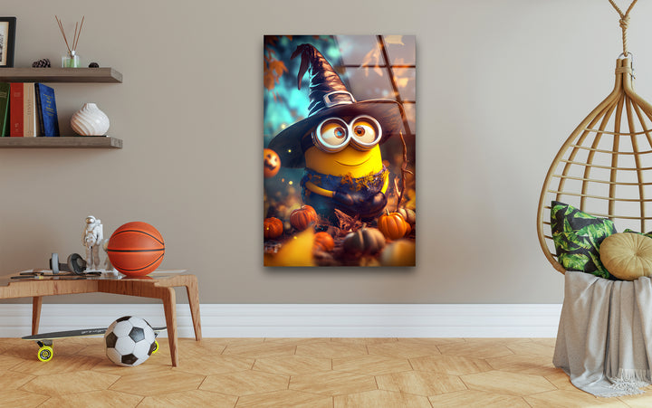 Halloween Day Witch Minion Glass Wall Art glass wall decor, glass wall art decor