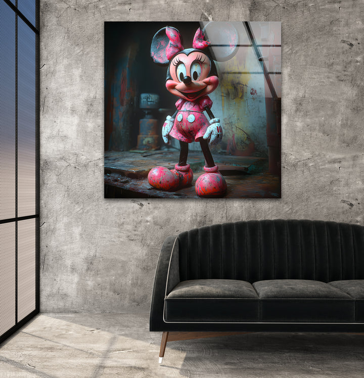 Pink Minnie Mouse Glass Wall Art art glass wall art, glass wall art pictures
