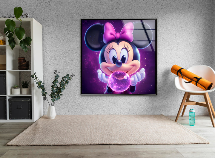 Fairy Minnie Mouse Glass Wall Art glass art painting, glass art for the Wall
