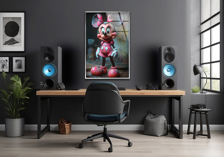 Pink Minnie Mouse Glass Wall Art glass photo prints, glass picture prints
