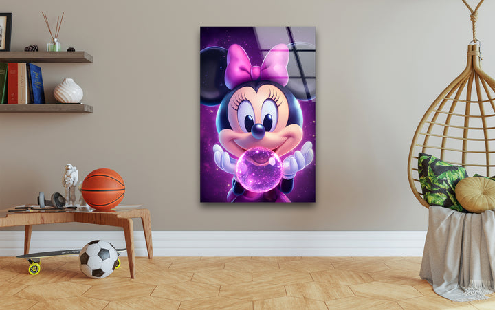 Fairy Minnie Mouse Glass Wall Art glass pictures for Wall, glass prints wall art
