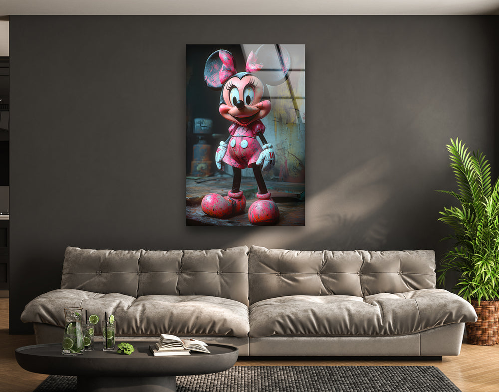 Pink Minnie Mouse Glass Wall Art glass wall decor, glass wall art decor
