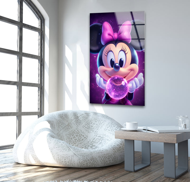 Fairy Minnie Mouse Glass Wall Art photo print on glass, prints on glass wall art
