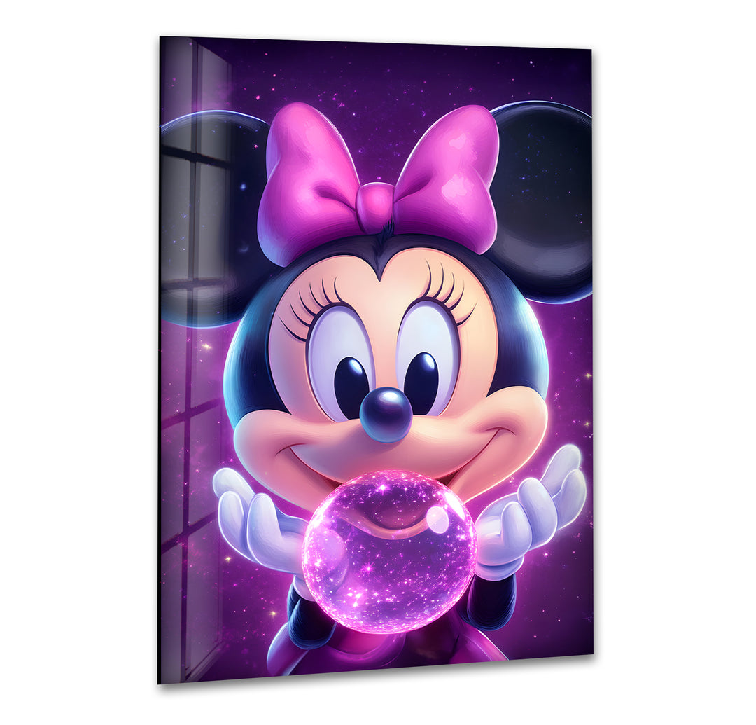 Fairy Minnie Mouse Glass Wall Art print picture on glass, Tempered Glass Wall Art
