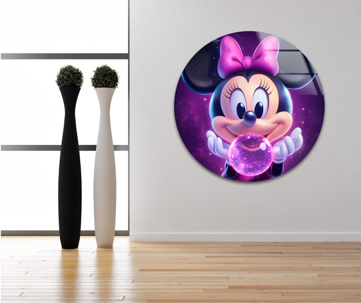 Fairy Minnie Mouse Glass Wall Art custom glass pictures, glass art prints

