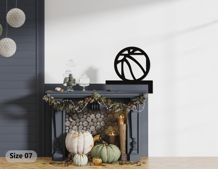 Sports-themed metal wall art basketball design