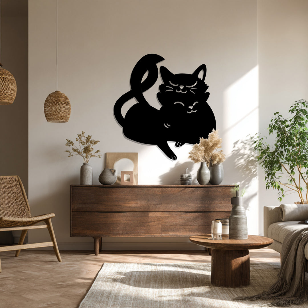 Minimalist feline metal wall décor for pet lovers
