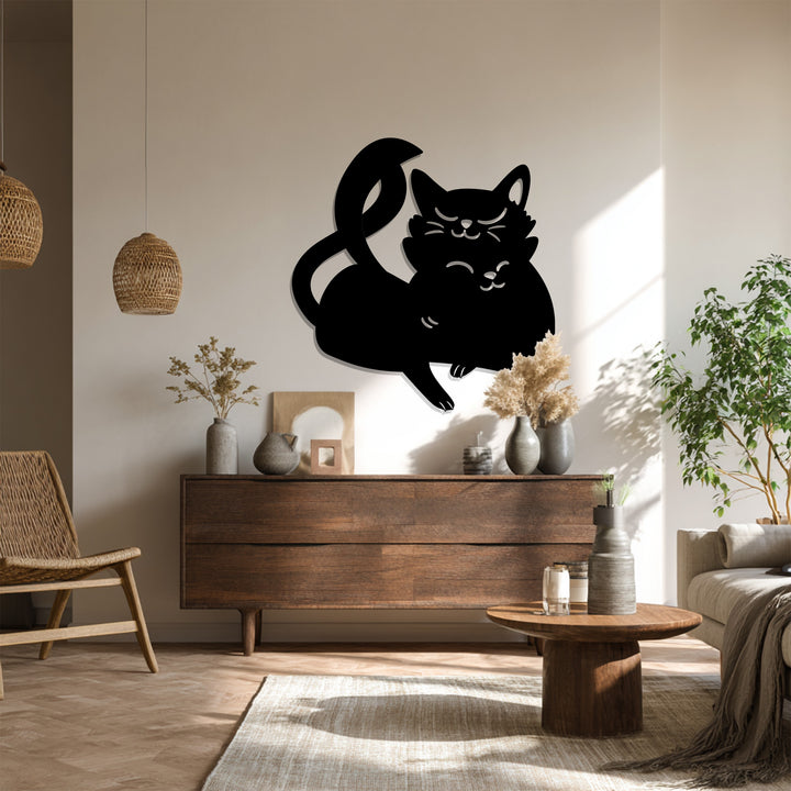 Minimalist feline metal wall décor for pet lovers