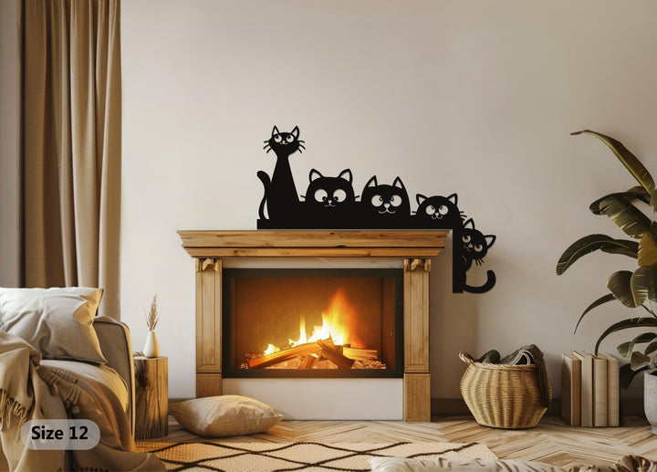 Black cat wall art metal décor for playful interiors