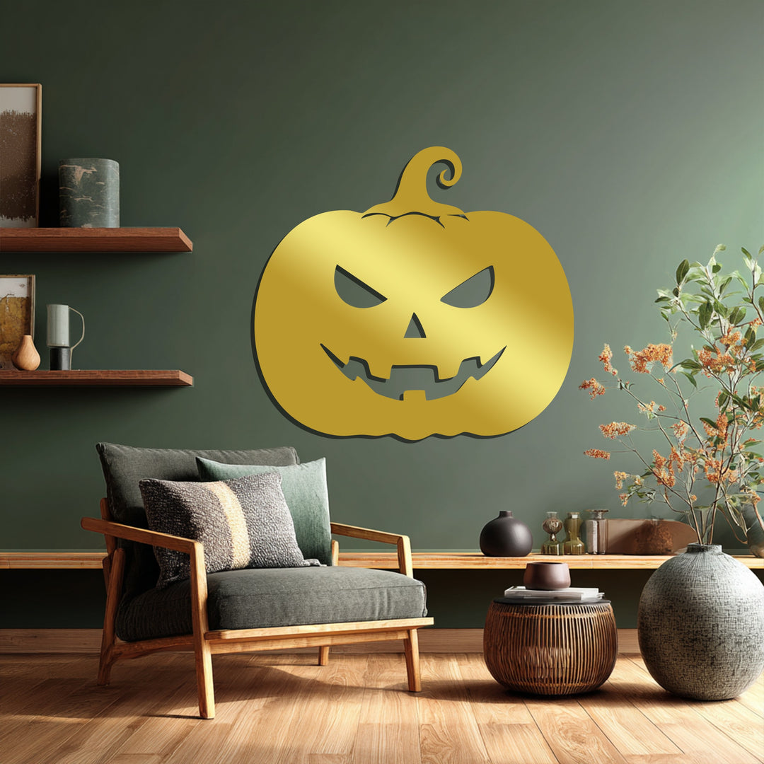 Scary pumpkin face metal wall hanging Halloween décor