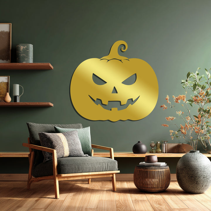 Scary pumpkin face metal wall hanging Halloween décor
