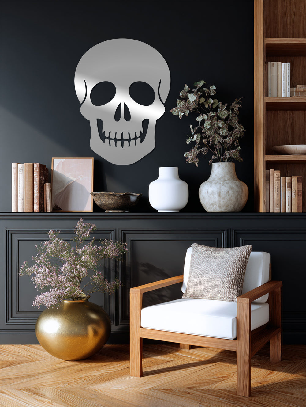 Metallic skull home décor for Halloween party decoration