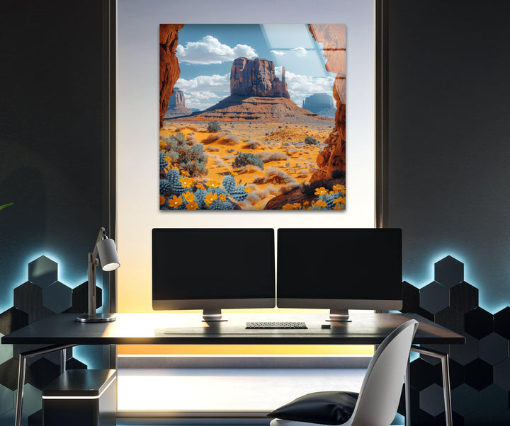 Monument Valley Landscape Glass Wall Art photo print on glass, prints on glass wall art