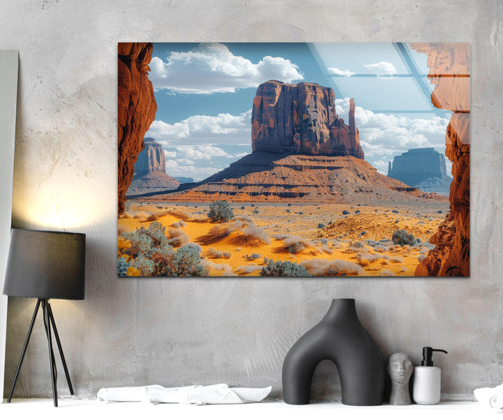 Monument Valley Landscape Glass Wall Art glass art painting, glass art for the Wall