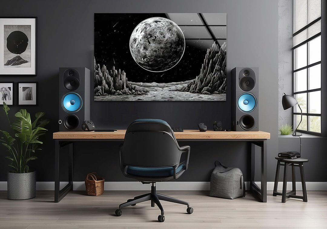 Black Moon Glass Wall Art custom glass pictures, glass art prints
