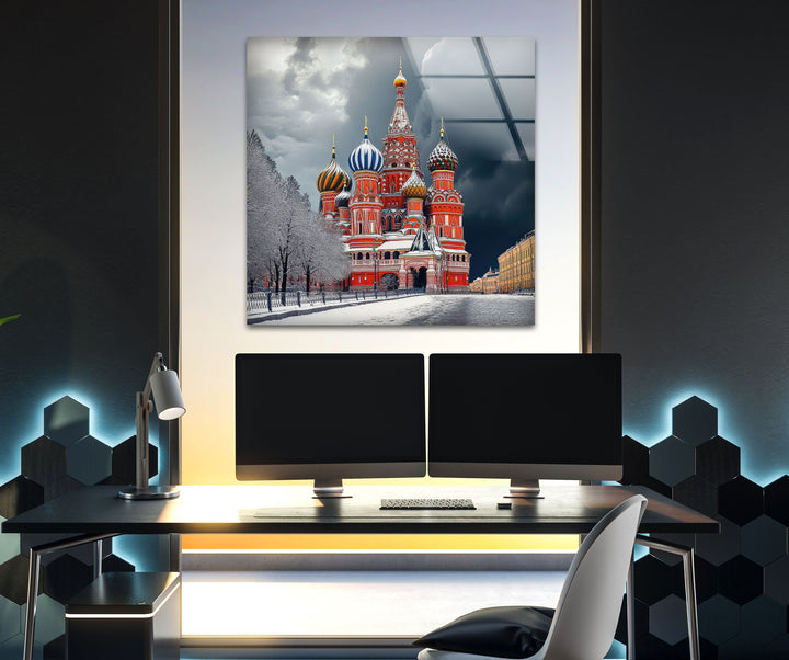 Snowy Moscow Saint Basils Glass Wall Art art glass wall art, glass wall art pictures
