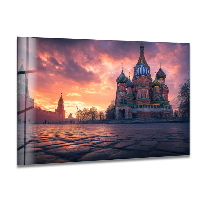 Sunset Moscow Landscape Glass Wall Art picture on glass wall art, photos printed on glass
