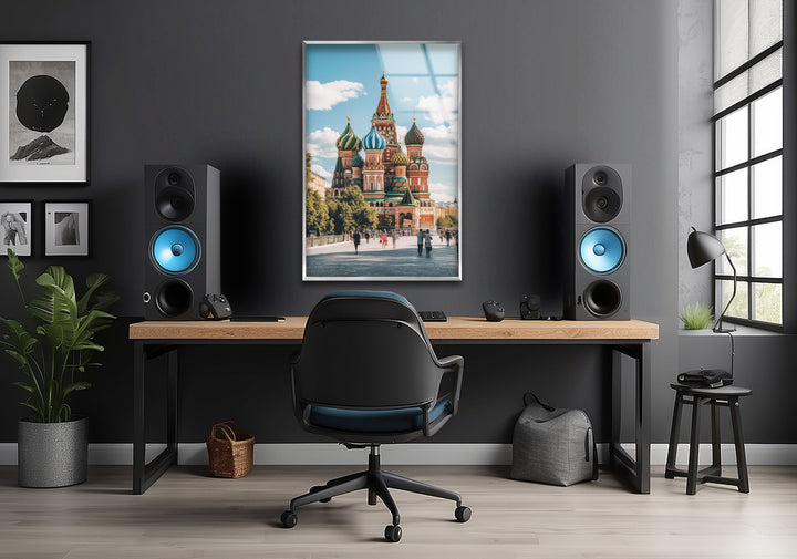 Moscow Saint Basils Glass Wall Art photo print on glass, prints on glass wall art
