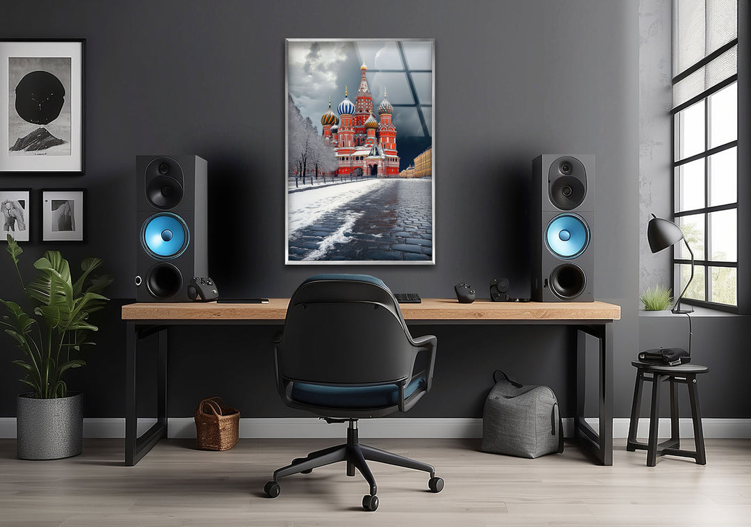 Snowy Moscow Saint Basils Glass Wall Art Glass Printing Wall Art, Print photos on glass
