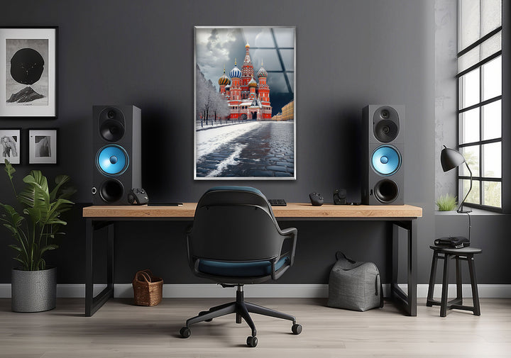 Snowy Moscow Saint Basils Glass Wall Art Glass Printing Wall Art, Print photos on glass
