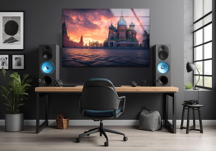 Sunset Moscow Landscape Glass Wall Art glass pictures for Wall, glass prints wall art
